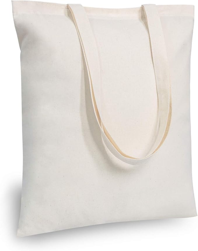TOPDesign 48-Pack Economical 16"x15" Cotton Tote Bags, Lightweight Medium Reusable Grocery Shopping Cloth Bags, Suitable for DIY, Advertising, Promotion, Gift, Activity