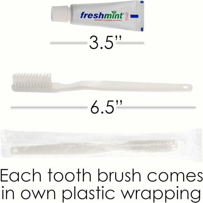 Moda West 96 Kits - Bulk Case of Wholesale Deluxe Toiletries for Men, Women, Travel, Charity, Homeless Shelters, 96 Disposable Hygiene Kits, Perfect for Hotels, Emergency Prep, and Donations