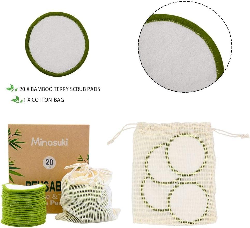 20 Pack Reusable Makeup Remover Pads Bamboo Reusable Cotton Rounds - Image 2