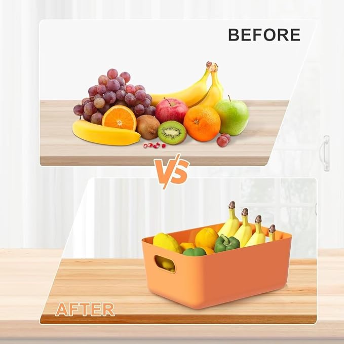 Plastic Storage Small Bins 9.4"X6.5"X3.9" Classroom Bins Organizing Containers for Pantry Kitchen, Cupboard box,and Bathroom Organizer-7Pack