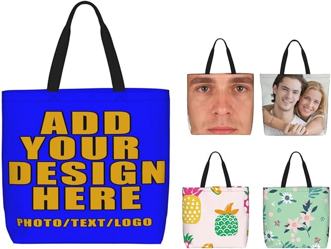 Custom Large Black Tote Bag With Pocket Extra Large Reusable Grocery Bags