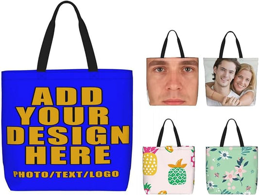 Custom Large Black Tote Bag With Pocket Extra Large Reusable Grocery Bags