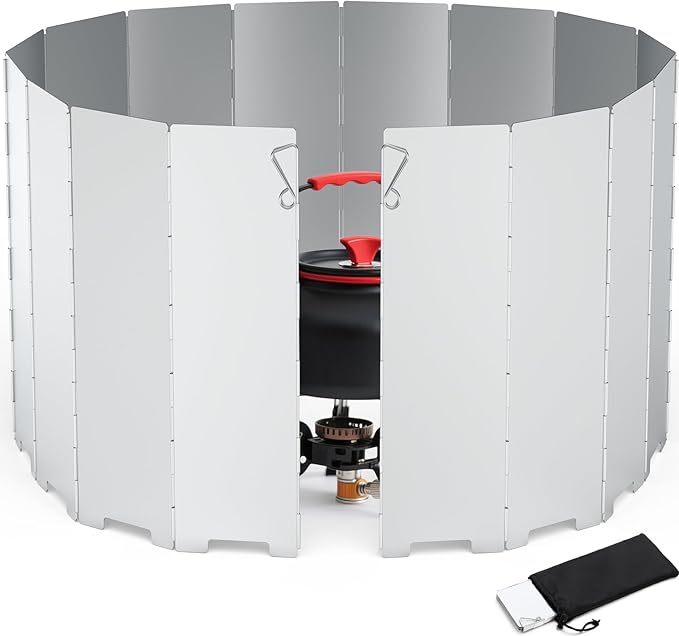 Camping Stove Windscreen Ultralight Folding Camp Stove Windscreen Portable Camping Stove Windshield for Use with Alcohol Stoves and Other Backpacking Stoves Butane Stoves 16 Plates