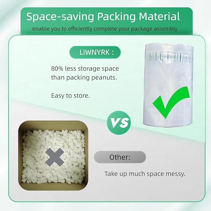 500 Count Air Pillows for Shipping with Pump Inflatable Packaging Filler Purse Stuffing to Keep Shape, Great Alternative to Packing Peanuts, Moving Supplies, 3.5" X 7.8"