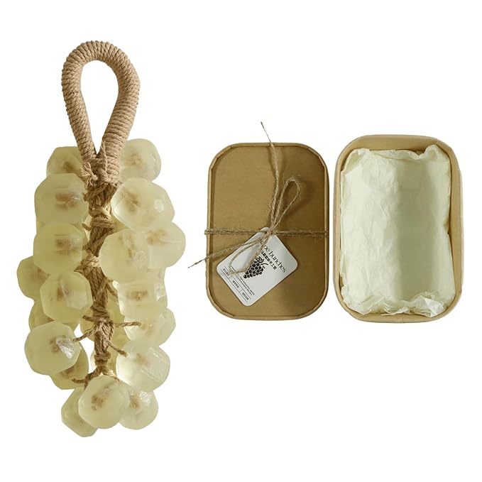 Grape Soap, Handmade Grape Soap on a Rope, Crystal Grapes Shaped with Natural Ingredients, Christmas Decorative Hand Soaps for Washing Hands & Fresh Air, Gift Choice for Women Men (Jasmine)