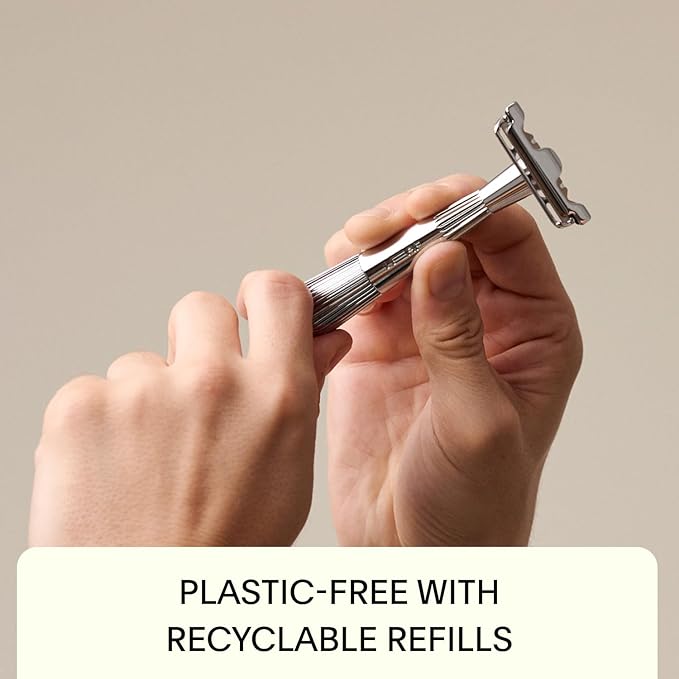 Leaf Shave | Twig Razor, Mercury - All-Metal, Eco-Friendly Shaver for Men & Women; Includes 5 Stainless Steel Single-Edge Blades; Recommended for Face Shaving Lighter Hair and Sensitive Skin