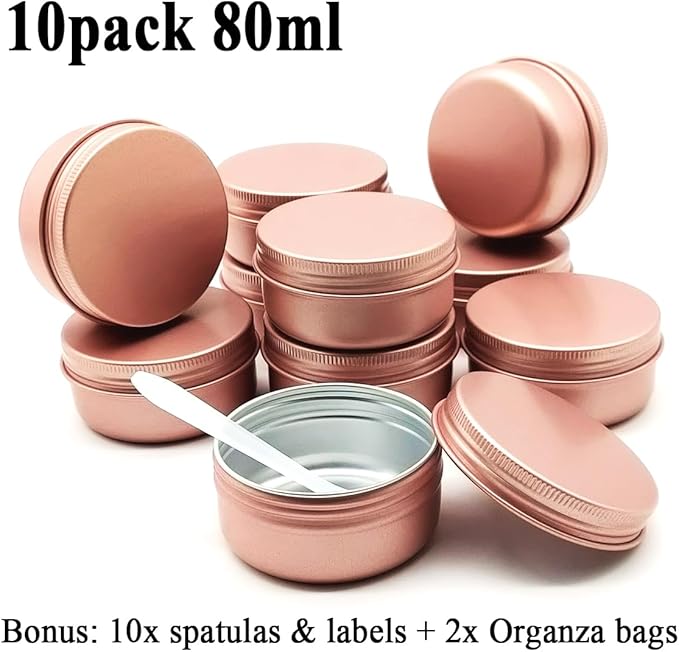 10pcs 80ml Aluminum Tin Jar, 80g Refillable Makeup Container, 80 Gram Screw Lid Round Can Sample Pot Travel for Cosmetic DIY Handmade Lip Balm Cream Salve Bead Toner Candle Paint, Matt-Pink