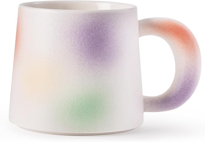 11.6oz Kiln-Change Rainbow Ceramic Coffee Mug, 1340℃ High-Fire Unique Glaze Tea Cup - Lead-Free, Microwave Safe, Unite Gift for Coffee/Tea Lovers & Friends