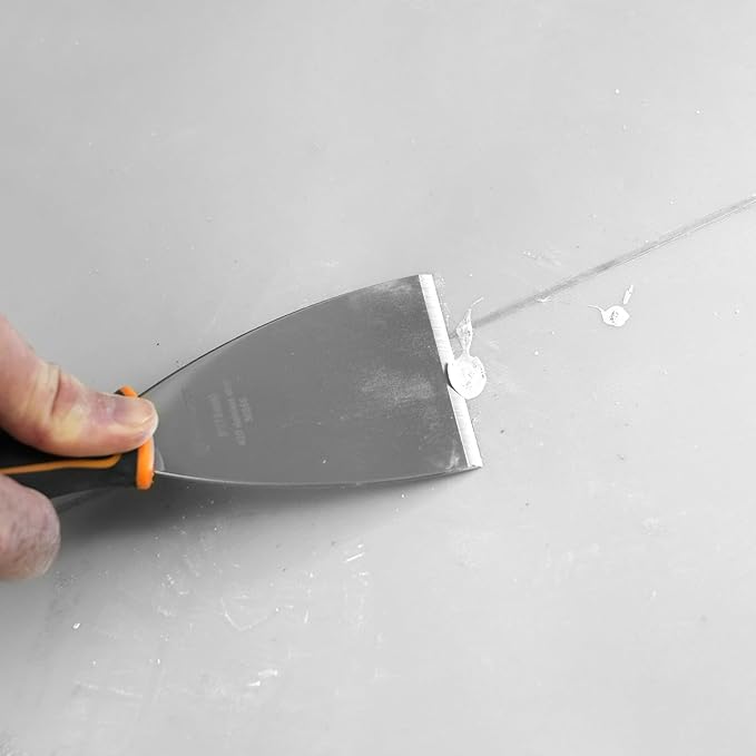 ROLLINGDOG 3" Angled Stiff Chisel Scraper, 5 Degree Angled Putty Knife with Metal Hammer Cap, Rubber Gripped Handle, Paint Scraper into Corners