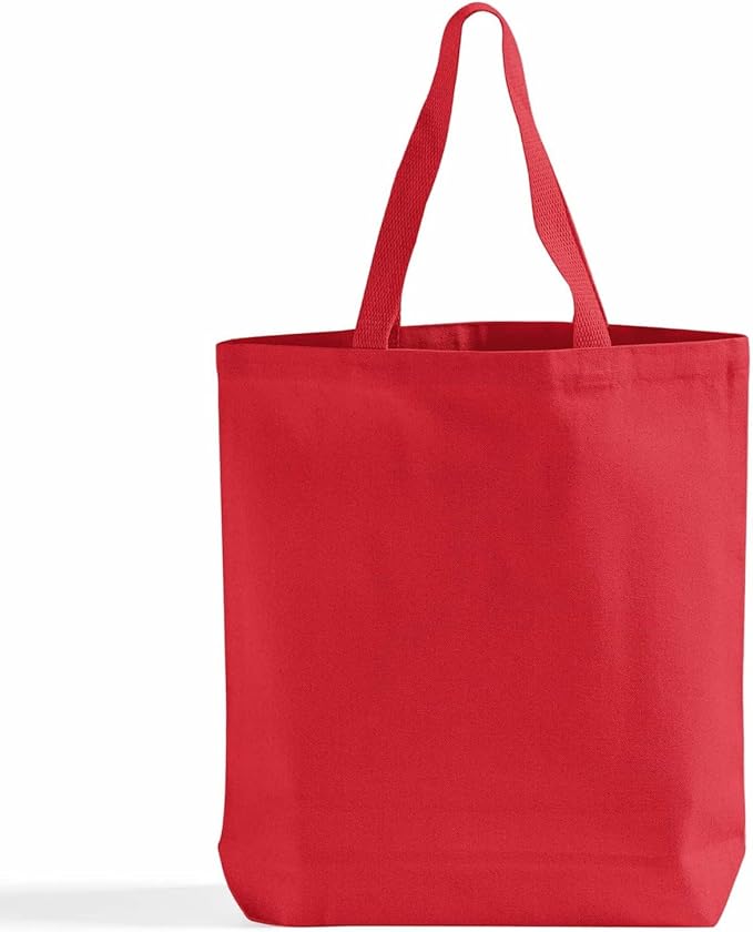 Premium Canvas Tote Bags – 12 Pack Reusable Shopping Bags with Shoulder Straps – Gusseted Totes for Daily Use