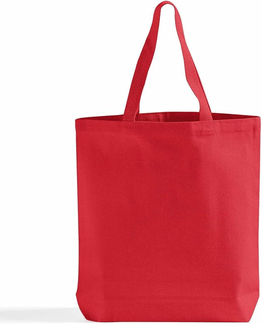 Premium Canvas Tote Bags – 12 Pack Reusable Shopping Bags with Shoulder Straps – Gusseted Totes for Daily Use