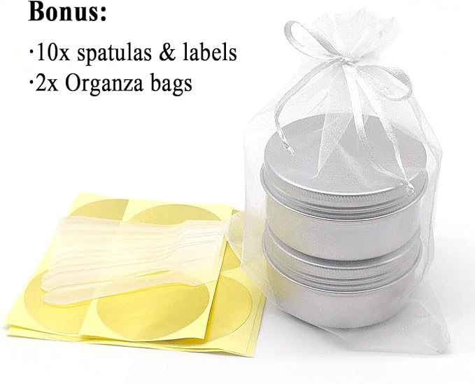 10pcs 80ml Round Lip Balm Tin Cans, 80 Gram Aluminum Cosmetic Sample Container with Screw Lid, 80g Silver Metal Empty Storage Travel Jars for Salves, Lip Balms, Face Cream, Candle, Tea, Paint