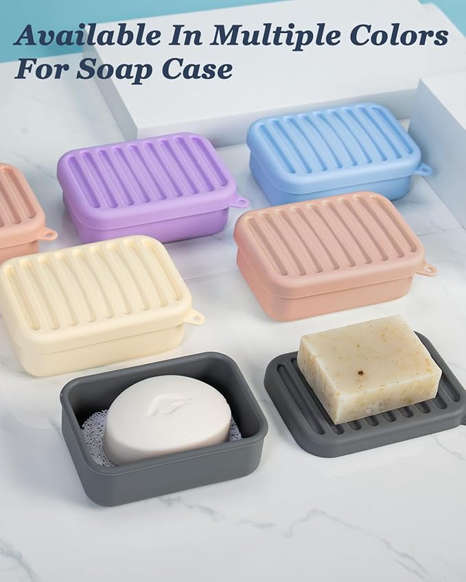 Superior Leak-Proof Silicone Travel Soap Case, Portable Soap Container with Draining Layer, Durable Soap Box, Shatter-Proof Soap Holder for Bathroom, Gym, Travel Size Toiletry (Blue)