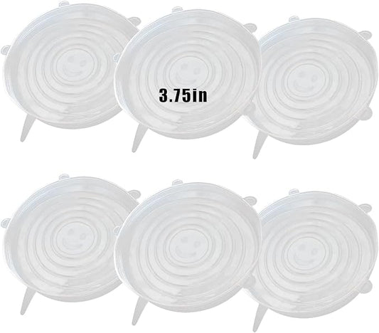 6 Pcs Silicone Stretch Lids Reusable and Durable Silicone Container Covers for Food Storage Expandable Bowl Covers Dishwasher & Freezer Safe (3.75in)