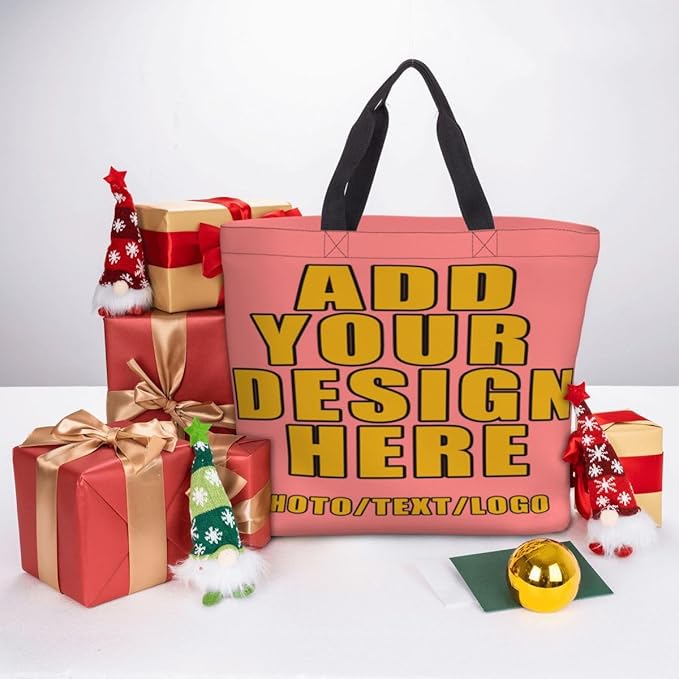 Custom Large Black Tote Bag With Pocket Extra Large Reusable Grocery Bags
