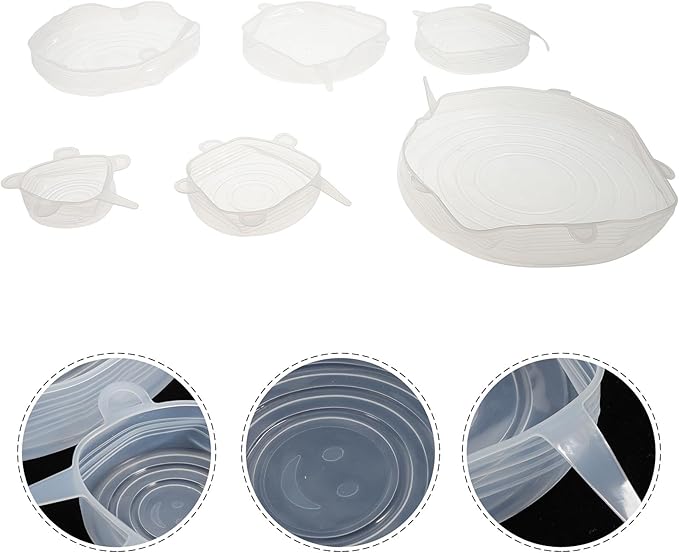 Cabilock Silicone Stretch Bowl Covers 6Pcs Reusable Food Storage Lids Flexible Sealed Lids for Bowls Cups and Containers Microwave Oven Fridge Use