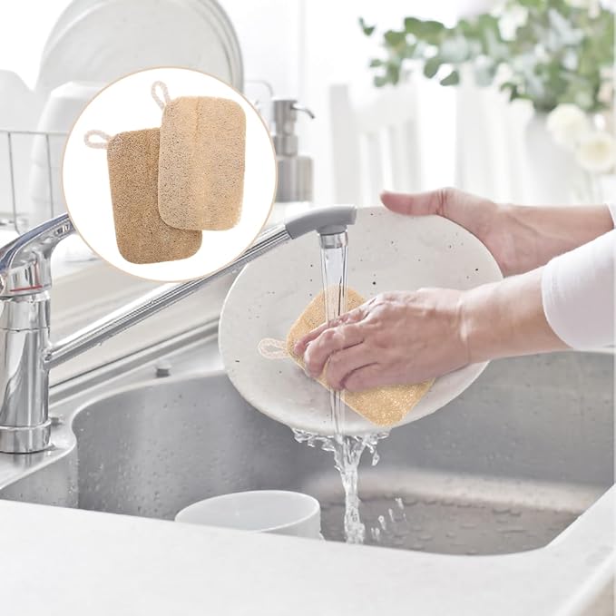 NOLITOY 10pcs Natural Loofah, Dishwashing Sponges Dish Scrubber for Washing