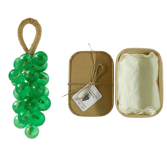 Grape Soap, Handmade Grape Soap on a Rope, Crystal Grapes Shaped with Natural Ingredients, Christmas Decorative Hand Soaps for Washing Hands & Fresh Air, Gift Choice for Women Men (Emerald)
