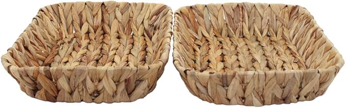 Fruit Tray, Grass Weaving Storage Bins for Fruit or Tea,Arts and Crafts.(2) (RectangleC-2PC)