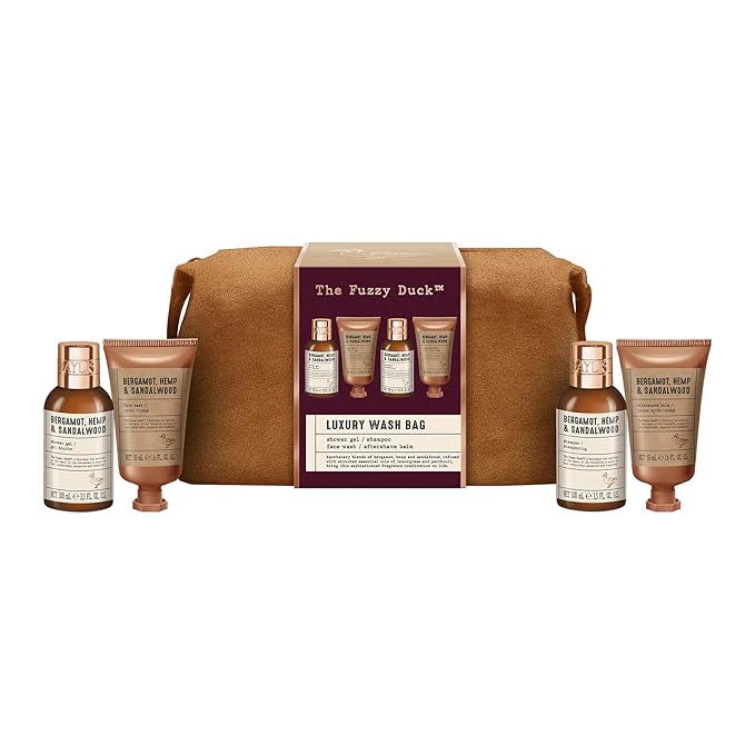 Baylis & Harding The Fuzzy Duck Bergamot, Hemp & Sandalwood Men's Luxury Toiletry Bag Gift Set - Vegan Friendly