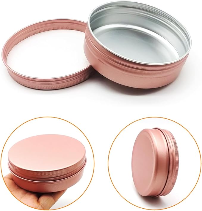 6pack 100ml Aluminum Tin Jars, 100 Gram Empty Travel Cosmetic Sample Container Screw Cap Lid, 100g Metal Tins Can for DIY Crafts, Lip Balms, Face Cream, Candle, Tea, Paint, Slime, Matte-Pink