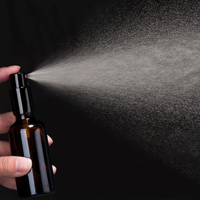 YIZHAO Black Glass Spray Bottles 4oz, with Small Fine Mist Spray, Metal Cap, Refillable for Essential Oil,Travel,Cleaning,Perfume,Aromatherapy,Makeup – 4 Pcs
