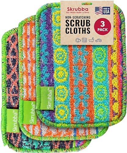 Wet-it! Skrubba 3-Pack Reusable Dish Scrubbers – Non-Scratch Scouring Pads for Kitchen & Household – Eco-Friendly, Dishwasher Safe Scrub Sponges for Dishes, Pots & Pans (Vogue) by Wet-It