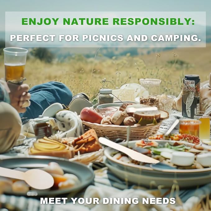 Wooden Compostable Utensils Set - 360 Pieces Wooden Cutlery Set Disposable (180 Forks, 60 Knives, 120 Spoons), Eco Friendly ＆ Plastic-free, 100% Biodegradable Utensil Bulk for Party