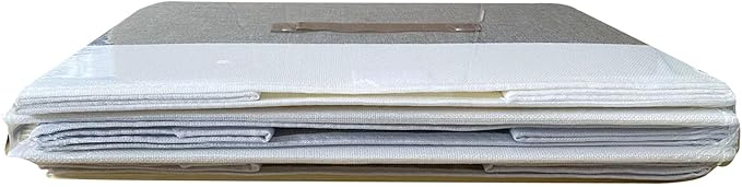 OUTBROS Foldable Storage Boxes, Large Linen Fabric, 15 x 9.8 x 9.8 inch, White/Grey, 3-Pack