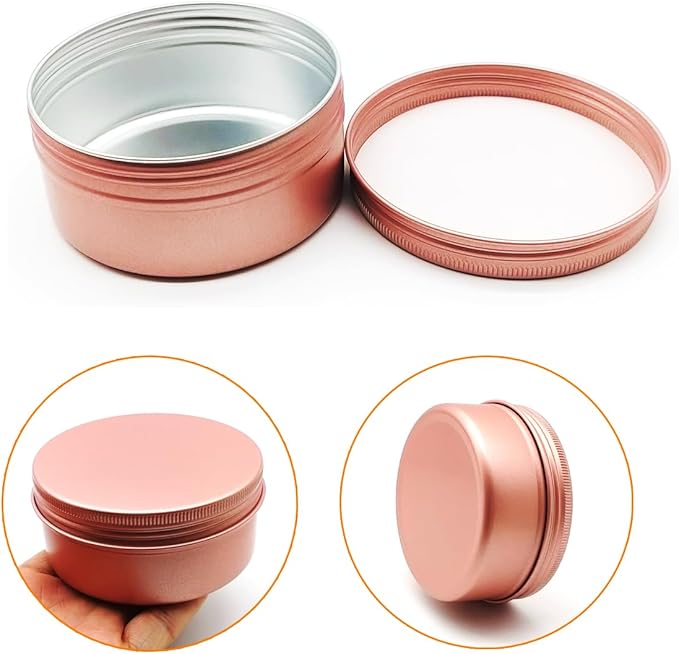 6pcs 150ml Aluminum Tin Jar with Screw Cap Lid, Empty Refillable Makeup Lip Balm Container Round Travel Jar Cosmetic Pots, Metal Cans for Slime Salve Cream Candle Powder Tea Beads, Matte-Pink