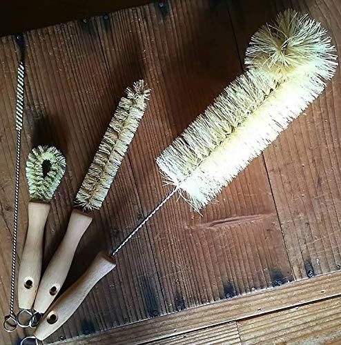 All Natural Bottle Brush and Straw Set (NO Plastic) Sisal Bristles and Wood Handle Bottle Cleaners for Washing Narrow Beer Bottles, Sports/Water Bottles, Tumbler, Kettles, Lid Brush, Long Straw Brush - Image 4