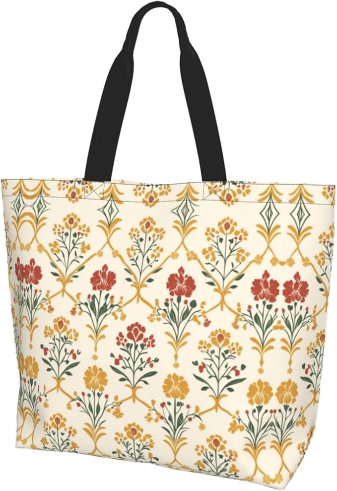 Tote Bag Shoulder Bags for Women Grocery Shopping Bag Reusable Bags Boho-Red Paisley 1