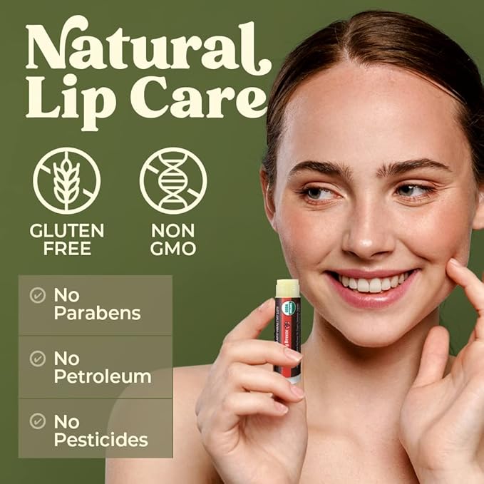 Earth's Daughter USDA Organic Lip Balm 6-Pack Stocking Stuffers - Fruit Flavors, Beeswax, Coconut Oil, Vitamin E - Best Lip Repair Chapstick for Dry Cracked Lips - Moisturizing Lip Care