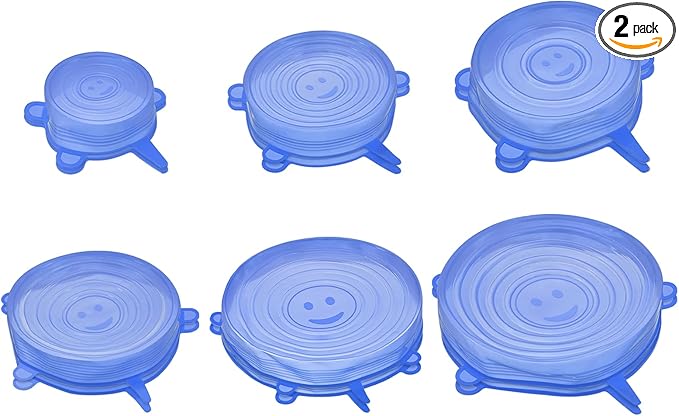 uxcell Silicone Stretch Lids, 2 Sets - Reusable Durable Silicone Bowl Covers, Silicone Lids for Bowls and Food Covers (Blue)
