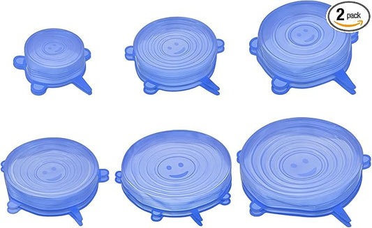 uxcell Silicone Stretch Lids, 2 Sets - Reusable Durable Silicone Bowl Covers, Silicone Lids for Bowls and Food Covers (Blue)