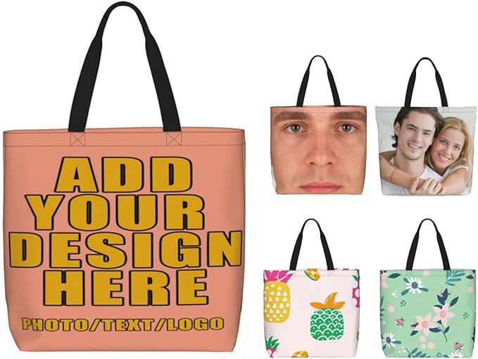 Custom Large Black Tote Bag With Pocket Extra Large Reusable Grocery Bags