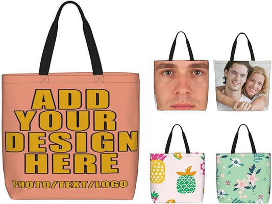 Custom Large Black Tote Bag With Pocket Extra Large Reusable Grocery Bags