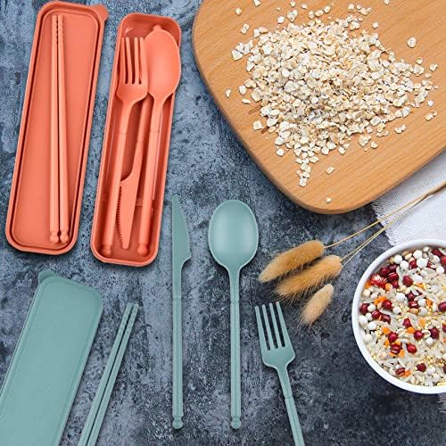 Travel Utensils, Reusable Utensils Set with Case, Camping Plastic Cutlery - Image 4