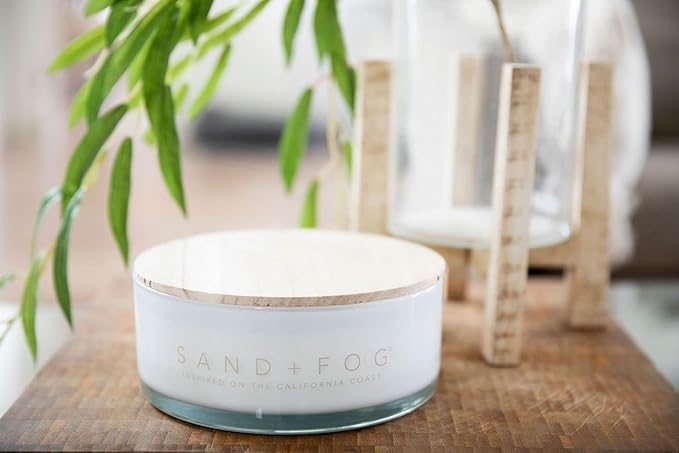 Sand + Fog Scented Candle - Vanilla Sandalwood-Additional Scents and Sizes–100% Cotton Lead-Free Wick - Luxury Air Freshening Jar Candles - Perfect Home Décor for Your Cocktail Table–34oz