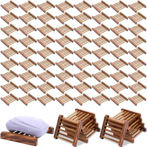 Amyhill 100 Pcs Bamboo Soap Dish Bulk Soap Holder Draining,Charcoal Color by Amyhill