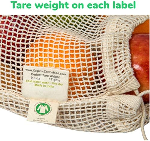 Cotton Mesh Produce Bags - Washable, Organic Cotton Vegetable Storage Bags - Large Net Mesh Onion & Potato Storage Sacks - 14"x18" (6 XL) - Image 3