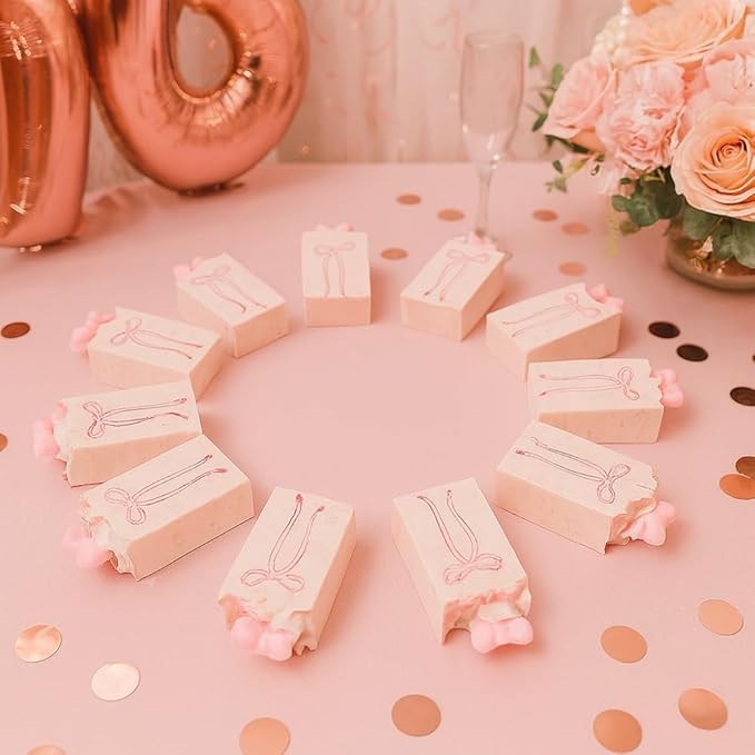 FinchBerry Pretty in Pink Favors Set Handcrafted Vegan Soaps with Natural Oils and Luxurious Lather, for Weddings Showers and Special Celebrations 12 Bar Soap Set 2.5 oz Each