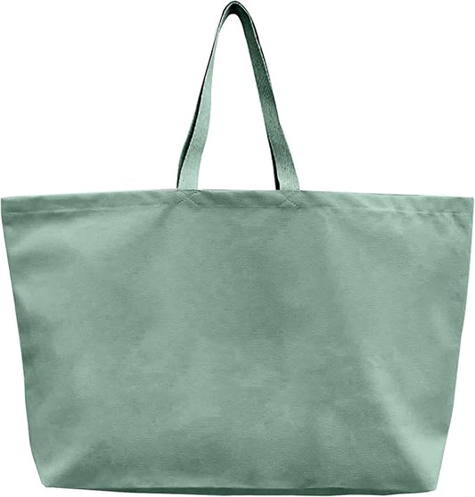 Large Canvas Tote Bag-Extra Big Shopping Beach Totes Bags Reusable Largest Grocery Plain Solid Bag 28"x8"x16"