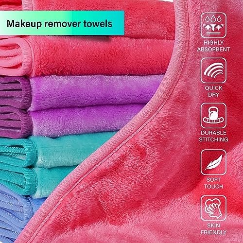 Nugilla Makeup Remover Cloths, 8 Packs Makeup Remover Towels Reusable Face Wash Cloth, Soft Microfiber Face Cloth for Women - Image 3