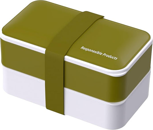 Responsible Products Leak Resistant Bento Box with Tableware for Adult - Teens, Insulated Lunch Box for Women - Men - Girls - Boys, BPA Free, Dishwasher Safe, Microwave Safe, Freezer Safe, 46 oz
