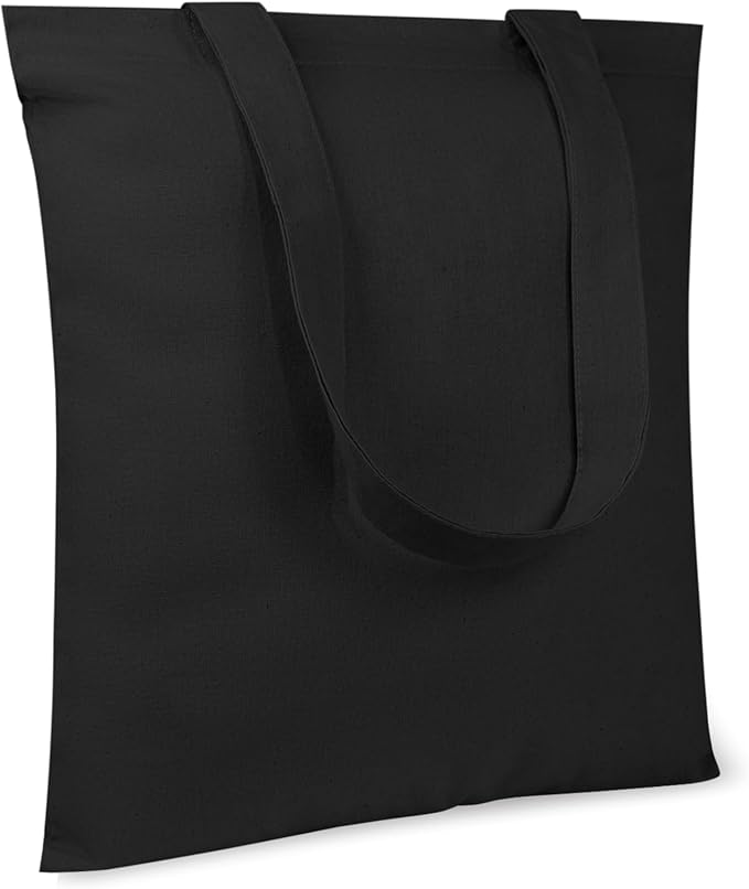TOPDesign 30-Pack Economical 11.8"x13" Black Cotton Tote Bag, 5oz Lightweight Fabric, Small Reusable Grocery Shopping Cloth Bags, DIY Your Creative Designs