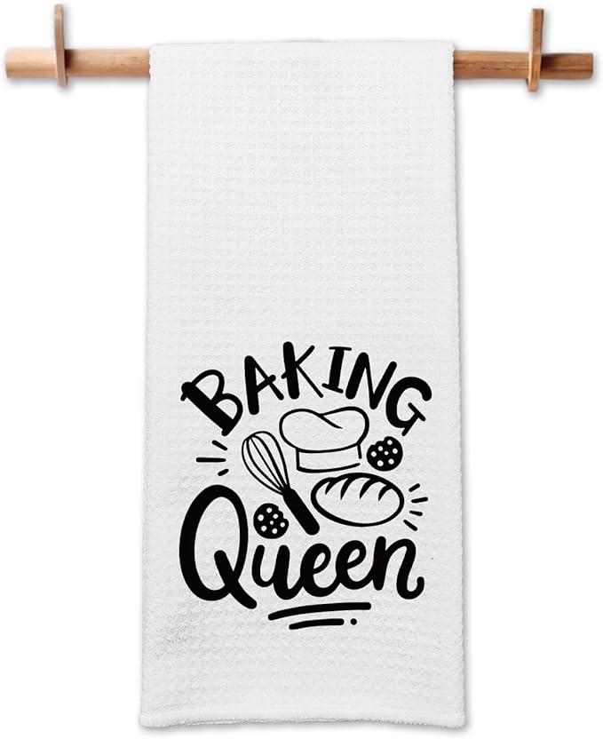 Funny Baking Kitchen Towels Baking Queen Dish Towels for Kitchen Decor Hilarious Hand Towels Kitchen Gifts for Women Hostess Housewife Great Housewarming Gifts for Family Friend Coworker