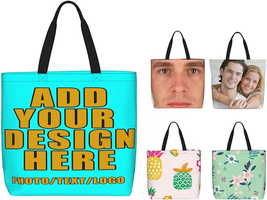 Custom Large Black Tote Bag With Pocket Extra Large Reusable Grocery Bags