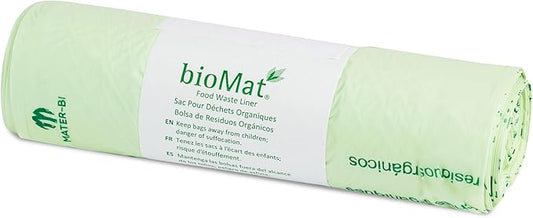 bioMat 35 Gallon Compostable Compost Liners, 10 Count, Biodegradable Trash Bags for Compost Bin, BPI ASTM D6400 and CMA Certified, Keep your Bin Clean