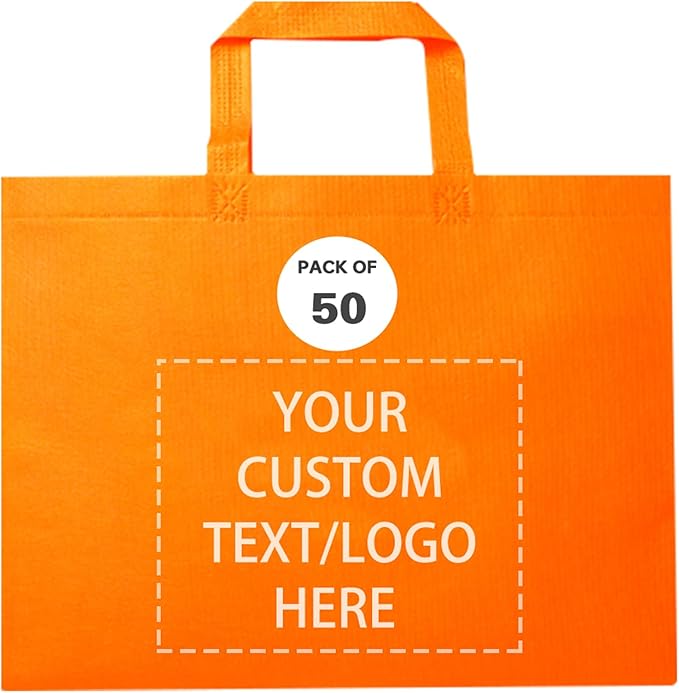 Custom Tote Bags Set of 50, Bulk Pack Grocery Shopping Travel Business Activities advertisement Reusable Bag